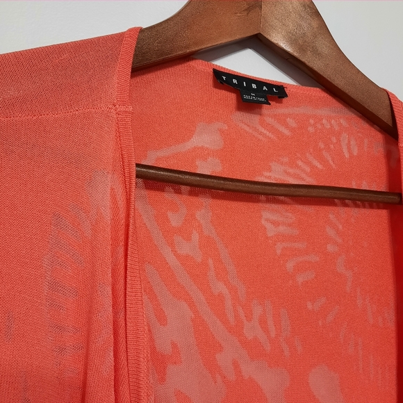 Tribal Coral Open Front Cardigan - Picture 2 of 8